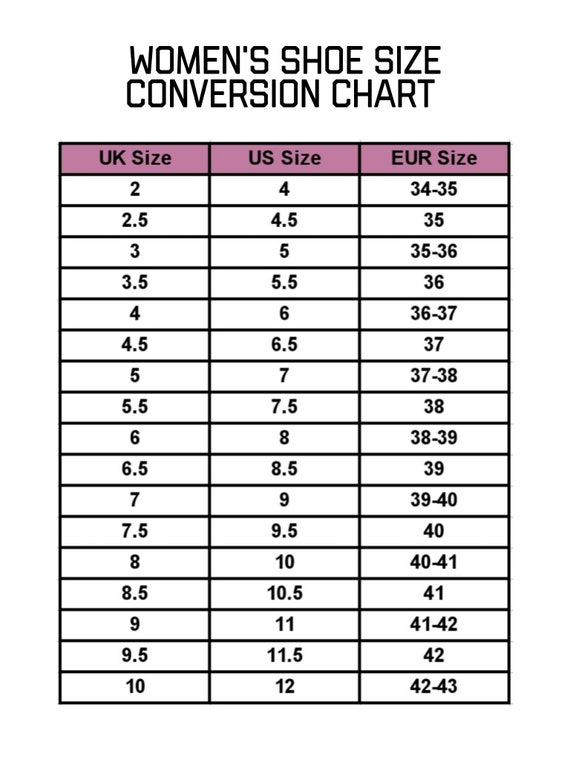 5 Kids to Women's Sizes
