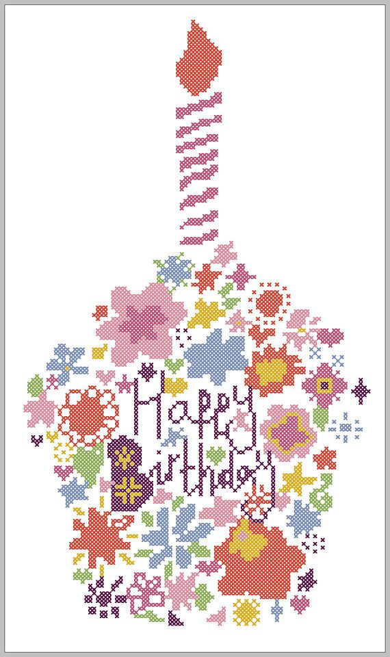 Birthday Cross Stitch Card Birthday Cross Stitch Card