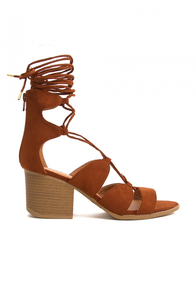 Brown Lace Up Sandals For Women