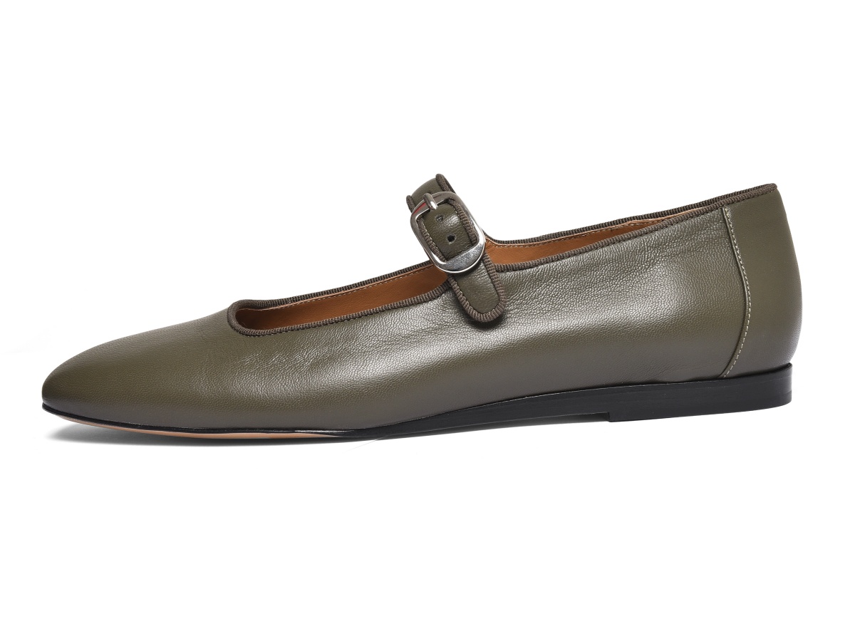 Green Mary Jane Flats Shoes