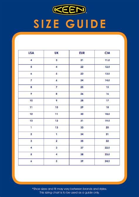 Keen Size Chart A Visual Reference Of Charts Chart Master Keen Size Chart A Visual Reference Of Charts Chart Master