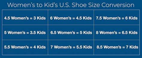 Kids to Womens Clothing Size Chart Kids to Womens Clothing Size Chart