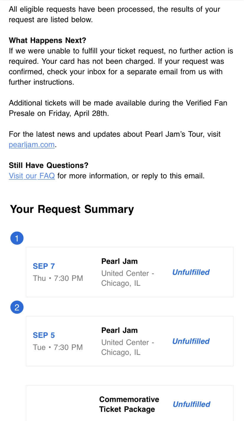 Official 2023 Ticket Lottery Results Thread Page 59 Pearl Jam Community Official 2023 Ticket Lottery Results Thread Page 59 Pearl Jam Community