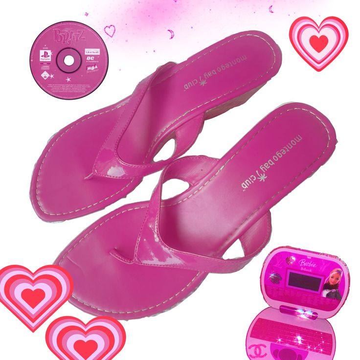 Pink Wedge Flip Flops For Women