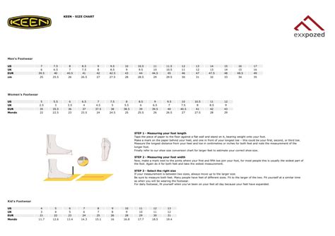 Keen Shoes Size Chart Guide