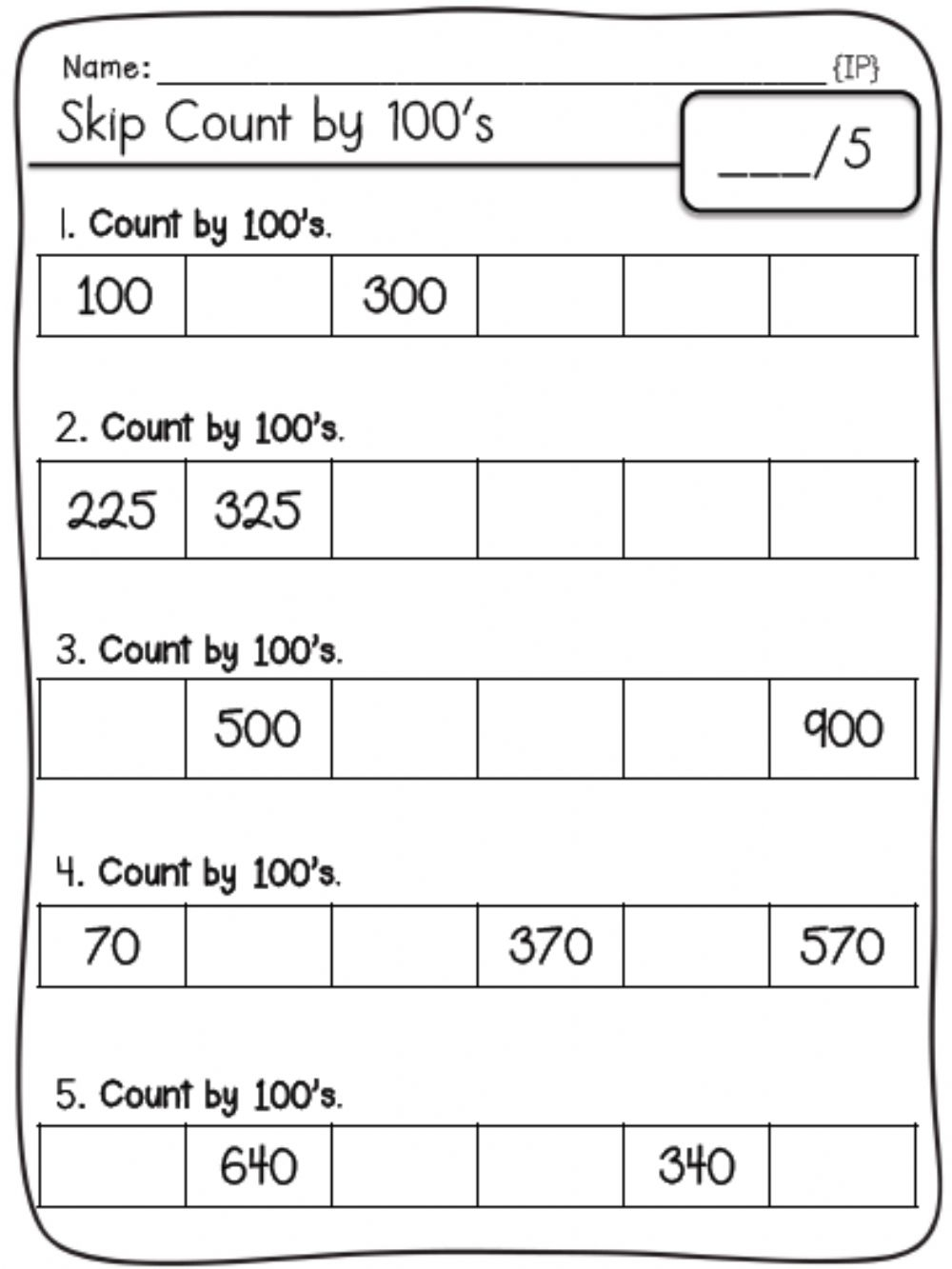 Skip Counting Numbers Worksheets By 5S By 10S And By 100S The Skip Counting Numbers Worksheets By 5S By 10S And By 100S The